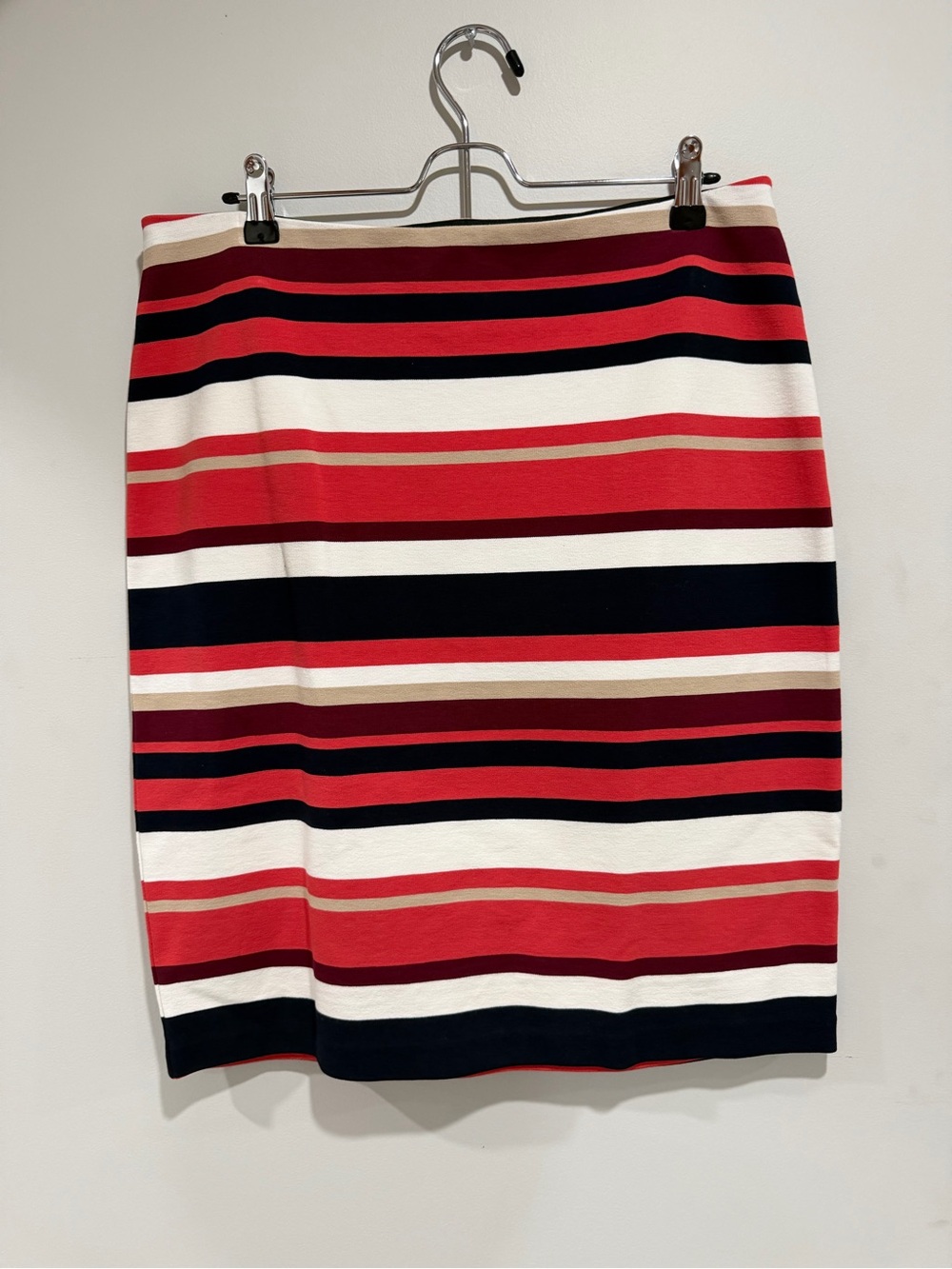 Ann Taylor Striped Coral, Black & White Pencil Skirt